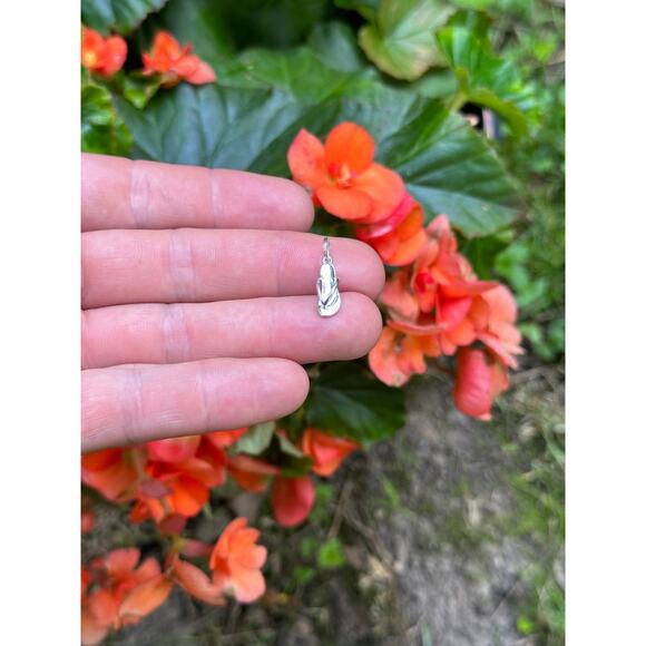 Sterling Silver 3D Sandal Charm, Silver 3D Flip Flop Sandal Charm - Picture 1 of 4